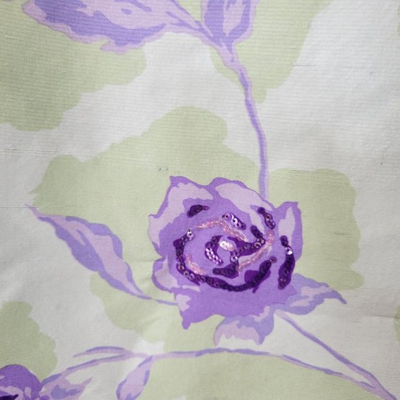 Albert Nippon Green Silk Skirt with Purple Roses Vintage - Picture 6 of 8